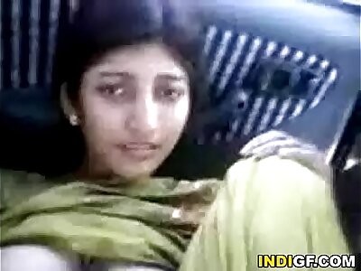 indian girl demonstrates her fur covered pussy for a free rail